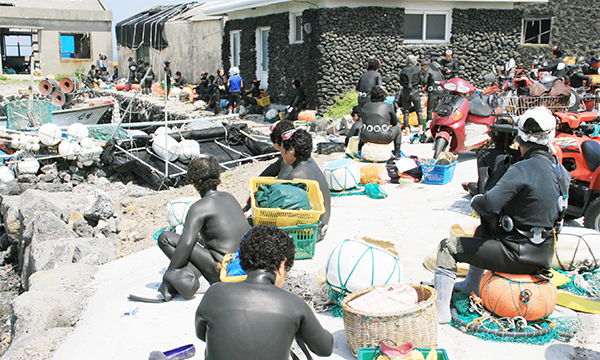 제주가 '해녀 문화'를 전승 보존하고 홍보하는 장치로 해녀 합창단 운영과 문화예술 프로그램 운영에 공을 들이는데 반해 타지역은 '교육'영역을 확대 하고 있다. 사진은 해녀 공동작업장.