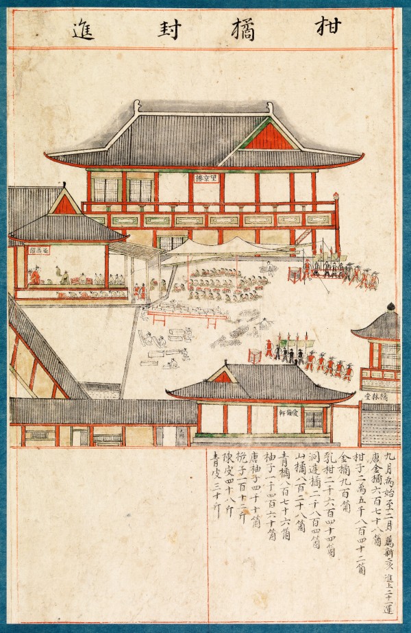 보물 제652-6호 탐라순력도 속 '감귤봉진'. 제주도 소장