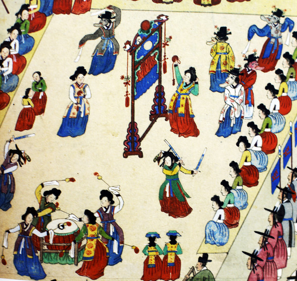 김홍도 작 부벽루연회도 부분. 국립중앙박물관 소장.