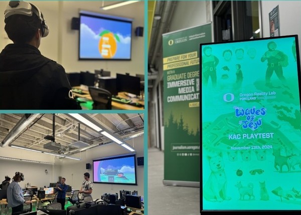 ▲지난해 오리건대학교에서 '제주의 파도: 해녀 학교' 시연 테스트가 진행되고 있다.